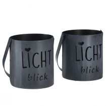 Artikel Kerzenhalter Metall Deko Eimer Anthrazit Ø10cm H23cm 2St