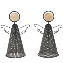 Artikel Engel Figur Weihnachten Metall Schwarz Natur 15,5cm 2St