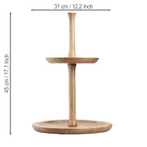 Artikel Etagere Holz Deko 2-stöckig Natur Rund Ø31/20cm H45cm