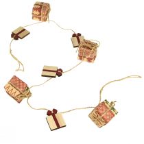 Artikel Girlande Weihnachten Geschenke und Sterne Rot Natur Grün 100cm 2St