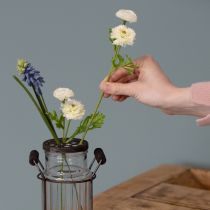 Artikel Glasflasche im Metallkorb ideal für dekorative Akzente im Wohnzimmer 20cm