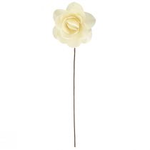 Artikel Holz Deko Rosen Creme Künstliche Rosen Holzrosen Ø10cm 12 St