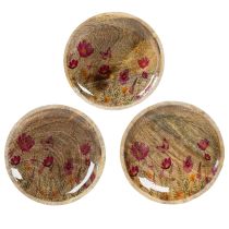 Artikel Holzteller Blumen Schmetterling Natur Pink Ø15cm 3St
