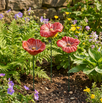 Artikel Keramik Mohnblüte Romantische Dekoration für Frühlingsgarten und Beete 31cm 6St