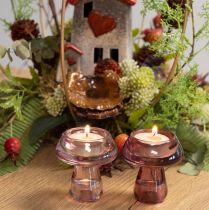 Artikel Kerzenhalter Pilz Teelichthalter Glas Berry Ø6,5cm H7cm 2St