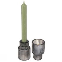 Artikel Kerzenständer aus Glas in Grau Teelichthalter H8cm 4 St