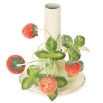 Artikel Kerzenständer Metall Erdbeer Deko Sommer Creme H13cm