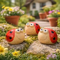 Artikel Marienkäfer Deko Keramik Figur für fröhliche Gartendekoration und Fensterbänke 7cm 3St