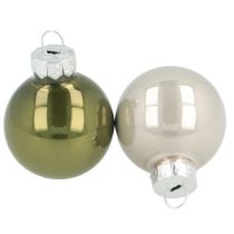 Artikel Mini Weihnachtskugeln Glas Grün Silbergrau Ø3cm 22St