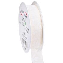 Artikel Organzaband Blumen Geschenkband Creme 25mm 18m
