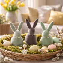 Artikel Osterhasen Deko mit Perlenkette Häschen für Wohnzimmer und Ostertisch 13cm 3St