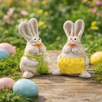 Artikel Osterhasen Figuren Handbemalte Keramik Deko Lustiges Design für Ostern dekorieren 11cm 4St