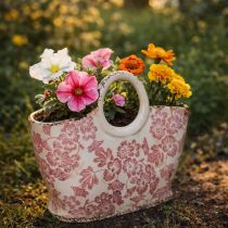 Artikel Pflanzentopf dekorativer Blumenhalter mit Henkel floral 21cm