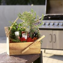 Artikel Pflanzkasten Holz mit Henkel Eckig Natur Jute 27x12x17cm