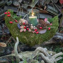 Artikel Pflanzschale auf Sockel Moos Deko Halbmond 40×15×30cm