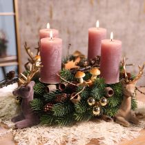 Artikel Reh sitzend Deko Hirsch beflockt Grau Gold 15×6×15,5cm 3St