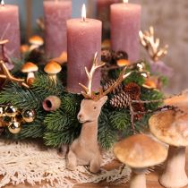 Artikel Reh sitzend Deko Hirsch beflockt Hellbraun 15×6×15,5cm 3St