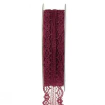 Artikel Spitzenband mit Blumen Schmuckband Bordeaux B25mm L25m