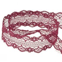 Artikel Spitzenband mit Blumen Schmuckband Bordeaux B25mm L25m