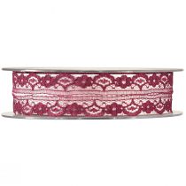 Artikel Spitzenband mit Blumen Schmuckband Bordeaux B25mm L25m
