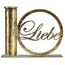 Artikel Stabkerzenhalter Metall Liebe Antik Optik Gold 13×5×10,5cm