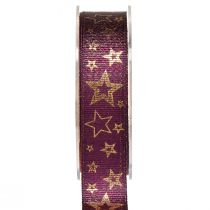 Artikel Sternenband Weihnachtsband Lila Gold Glamour B25mm L15m