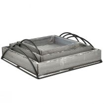 Artikel Vielseitiges Set aus Holztabletts in Grau – Verschiedene Größen – Stilvolle Aufbewahrung und Servierlösung – Set mit 3St