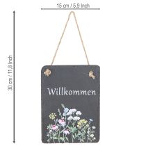 Artikel Willkommensschild Schieferplatte zum Hängen 20x15cm 2St