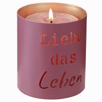 Artikel Windlicht „Liebe das Leben“ Fuchsia Gold Ø13/10,5/9cm Set 3St
