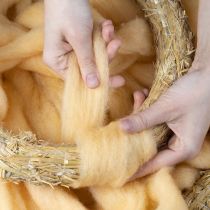 Artikel Wolllunte Wollband Creme Orange 10m Wolle für Kränze & Gestecke