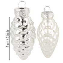 Artikel Zapfen Mix aus Glas Silber 5cm 14 St