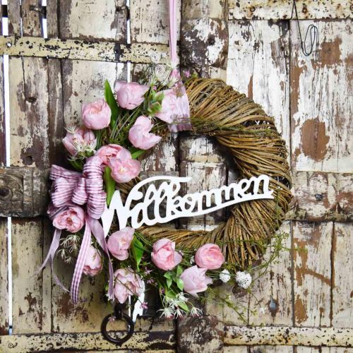 Artikel Willkommen zum Aufhängen, Holzdeko im Shabby Chic, Weiß L34cm 6St