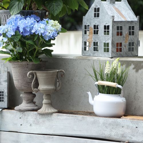 Artikel Deko Teekanne Metall Weiß Übertopf Kessel Ø12cm H10cm