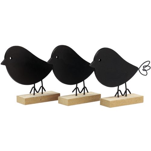 Floristik24 Deko Vögel Schwarz Holzvögel Holzdeko Frühling 13,5cm 6 St
