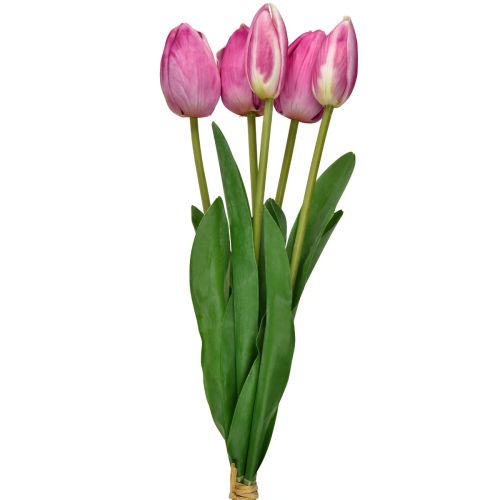 Floristik24 Rosa Tulpen Deko Real Touch Kunstblumen Frühling 49cm 5St