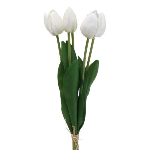 Floristik24 Weiße Tulpen Deko Real Touch Kunstblumen Frühling 49cm 5 St