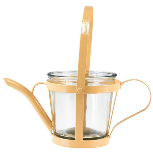 Artikel Windlicht Glas Deko Gießkanne Metall Orange Ø14cm H13cm