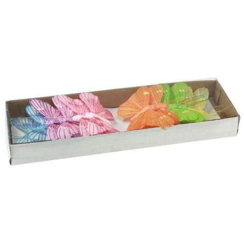 Artikel Deko Schmetterlinge am Draht Bunt Federn 5,5×8cm 12 St