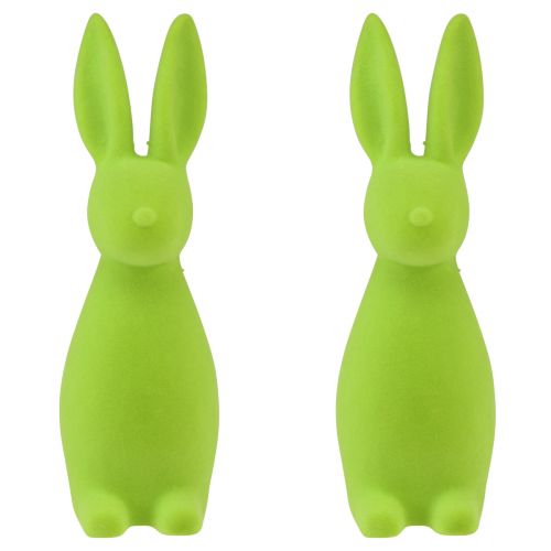 Artikel Hasen beflockt Apfelgrün – 2. Wahl – Tischdeko Ostern 8×10×29cm 2 St