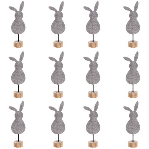 Artikel Aufsteller Tischdeko Osterhasen Deko Filz Grau 19cm 12 St