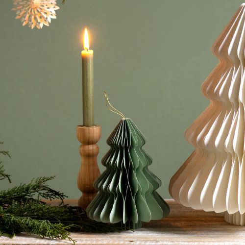 Floristik24 Papier Weihnachtsbaum Mint Silber Glitter H20cm 5 St