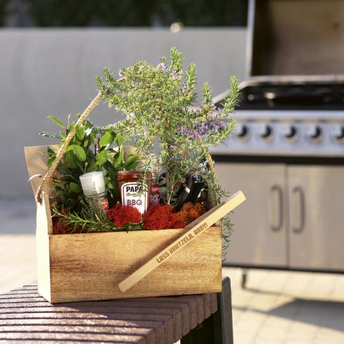 Artikel Pflanzkasten Natur Holz Jute mit Henkel 35x16x21,5cm