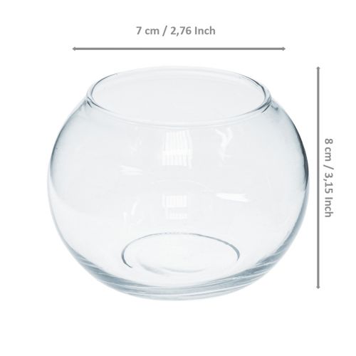 Artikel Kugelvase Glas Mini Vase Rund Glas Deko H8cm Ø7cm