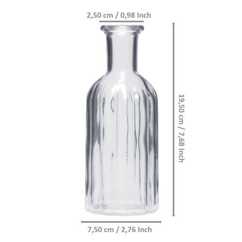 Artikel Flaschenvase Glasvase hoch Vase klar Ø7,5cm H19,5cm 2St