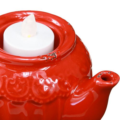 Artikel Teelichthalter Keramik Rot Teekanne Deko 15,5×9,5×8cm 3 St