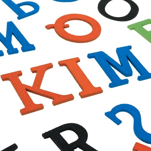 Artikel Tischdeko Einschulung, Streudeko Einschulung, Holzbuchstaben bunt 2,5cm 26 St