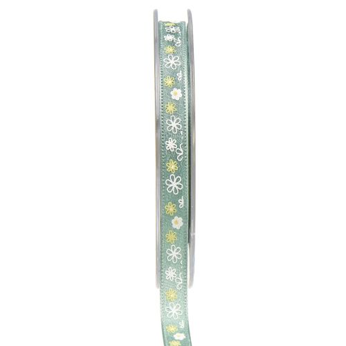 Geschenkband Blumen Dekoband Grün Band 10mm 15m