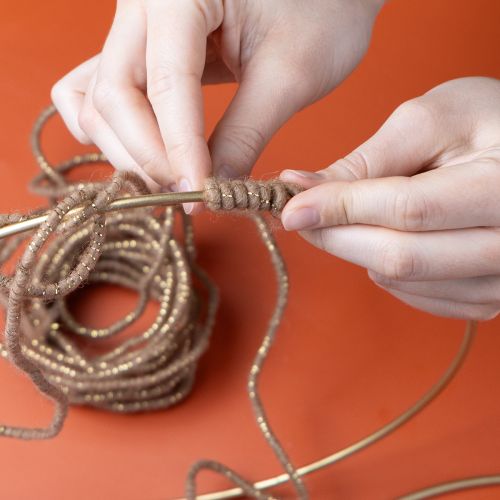 Artikel Wollkordel Braun Goldfaden 5m x 5mm mit Draht für Deko und Basteln