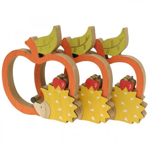 Artikel Dekofigur Herbst, Apfel mit Igel, Holzdeko 16,5×15cm 3St