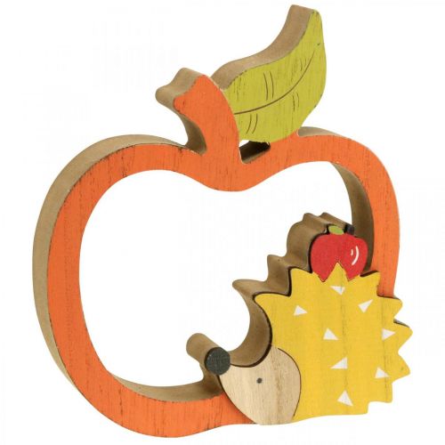 Artikel Dekofigur Herbst, Apfel mit Igel, Holzdeko 16,5×15cm 3St